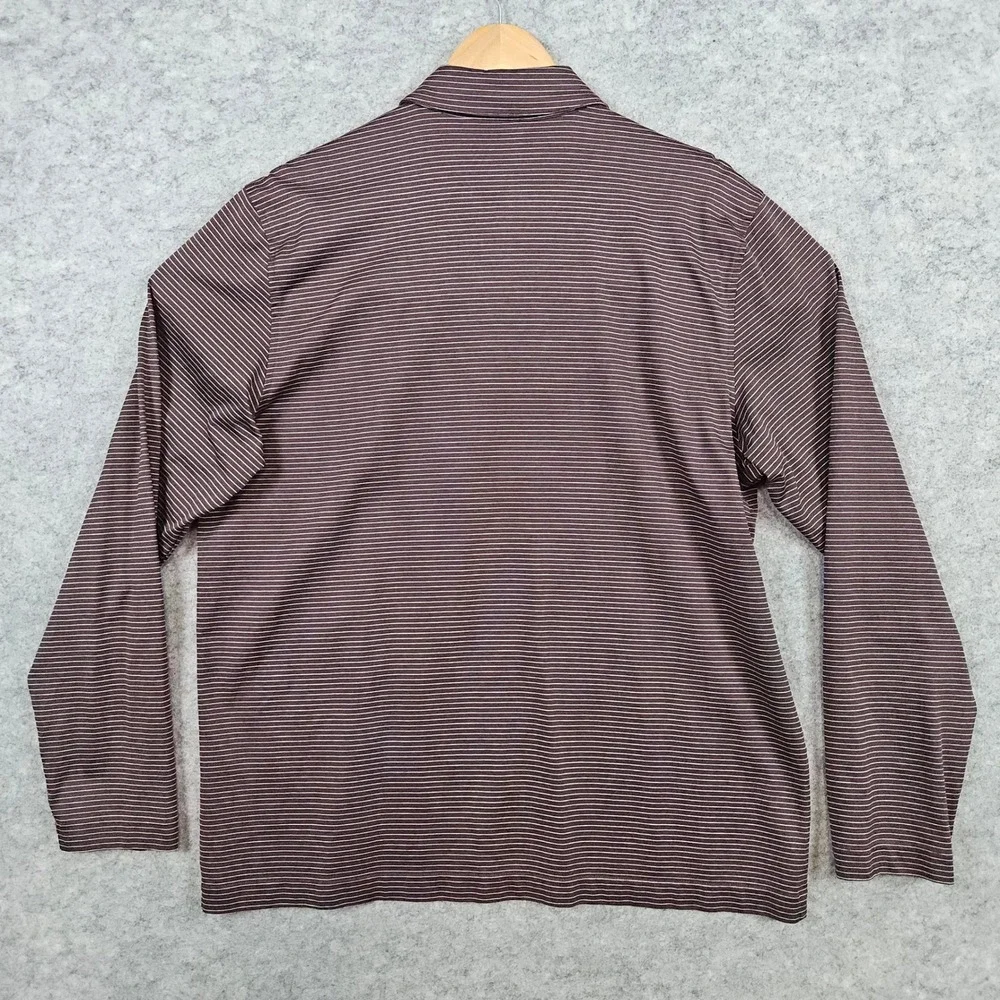 Banana‎ Republic Men's Brown Striped Polo Shirt Size XL 100% Cotton PINHOLE